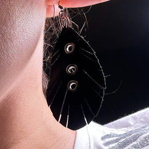 Handmade Suede Feather Earrings with Eyelets